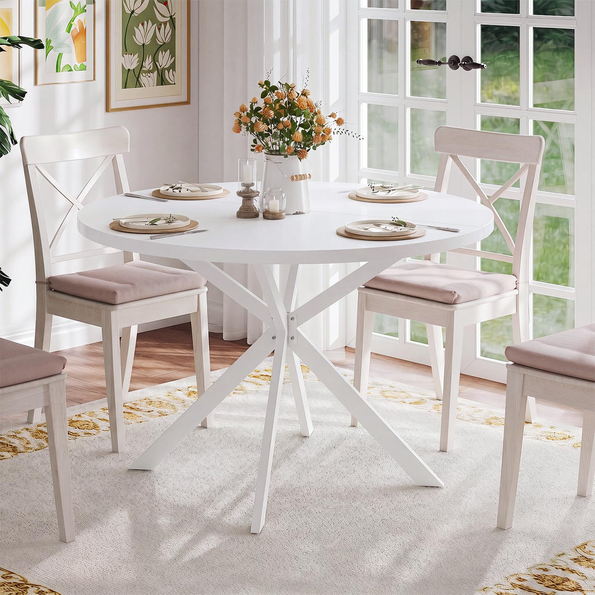 ChooChoo 47.2 Inch Round Dining Table for 4