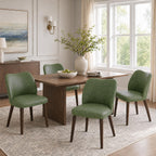 COLAMY Upholstered Dining Chairs Set of 6, Modern Kitchen & Dining Room Chairs with Curved Back, Fabric Padded Seat and Solid Wood Legs, Side Chairs for Restaurant, Cafe & Home, Beige