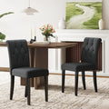 Welzona Upholstered Dining Chairs Set of 4, Button Tufted Parsons Dining Chair with Solid Wood Legs, Modern Fabric Side Chair for Dining Room/Kitchen/Restaurant/Hotel- Black