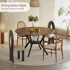 42" Round Dining Table for 4, Farmhouse Kitchen Table with Storage, Space Saving Circle Dinner Table, Rustic Wood Kitchen & Dining Room Tables with Metal Legs for Home, Apartment, Office, Restaurant
