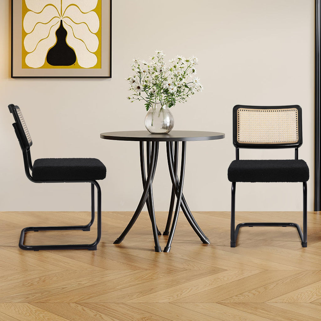 KROFEM Dining Chairs Set of 4,Modern Rattan Kitchen Chairs,Green