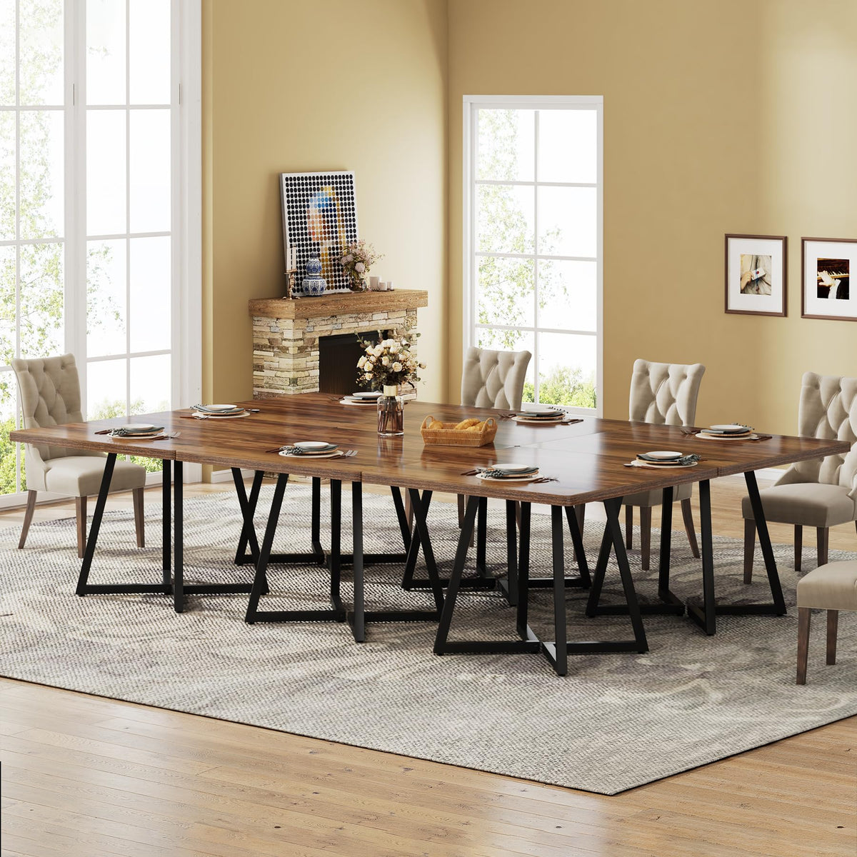 Tribesigns Square Dining Table for 2, 31.5" Industrial Dinner Table with Metal Base, Kitchen Table for Dining Room, Small Space, Apartment
