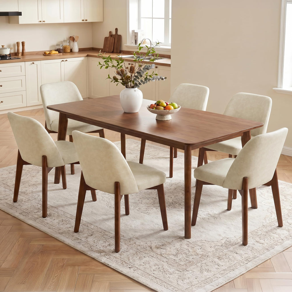 Usaint Modern Wooden Dining Chairs Set of 4 with Rubberwood Legs，Beige
