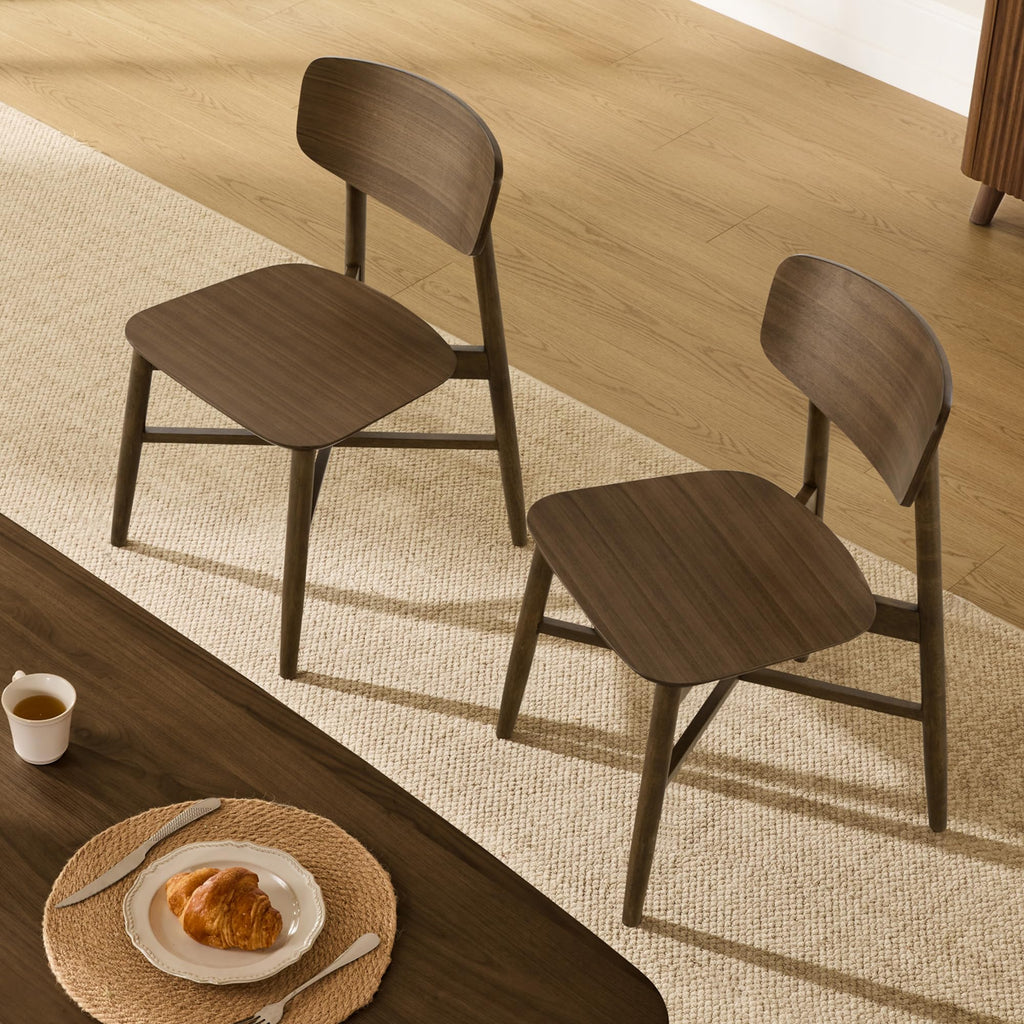 CHITA Soild Wood Dining Chairs Set of 4, Oak Wood Kitchen Chairs, Walnut