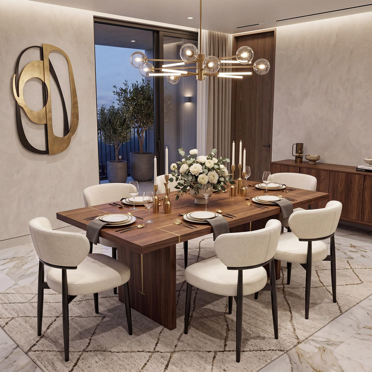 Dining Chairs Set of 4, Modern Upholstered Fabric Dining Chairs