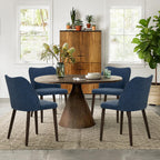 COLAMY Upholstered Dining Chairs Set of 6, Modern Kitchen & Dining Room Chairs with Curved Back, Fabric Padded Seat and Solid Wood Legs, Side Chairs for Restaurant, Cafe & Home, Beige