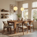 LITTLE TREE 55 Inch Solid Wood Rectangular Dining Table, 29.53" Standard Dining Height Farmhouse Kitchen Table with Thick Sturdy Legs, Compact 4‑6 Person Dinner Table, Rustic Brown, Table Only