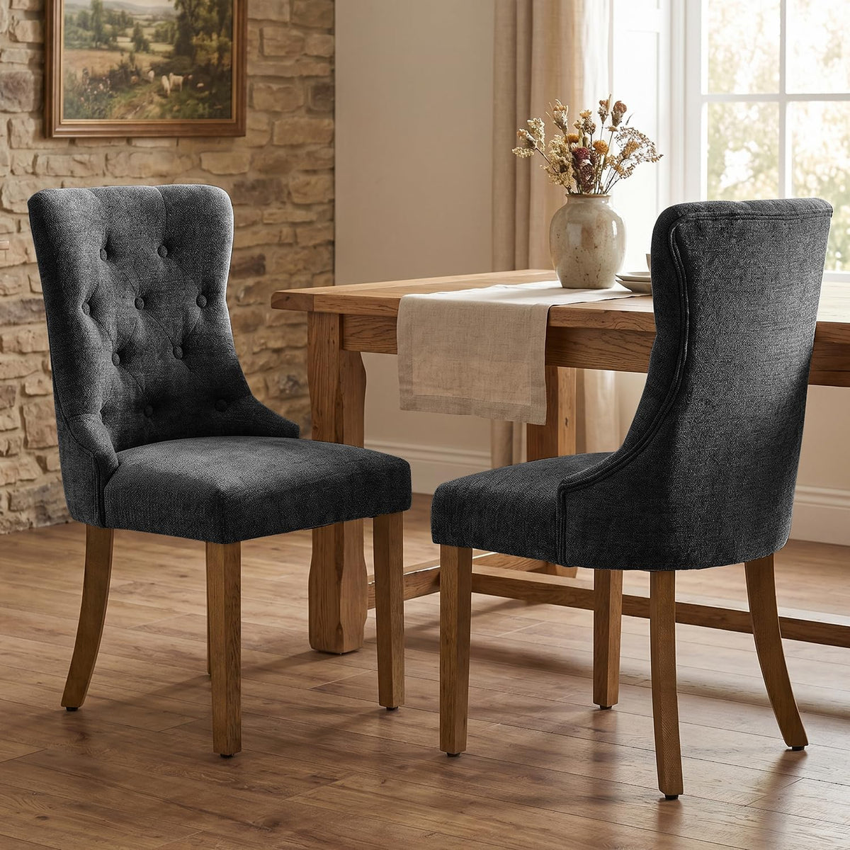 Upholstered Dining Chairs Set of 4 for Dining Room Kitchen (Beige,4)