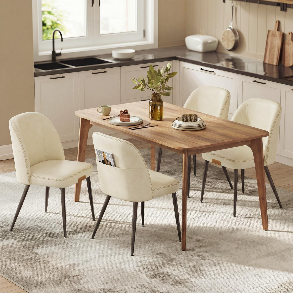 VASAGLE Dining Chairs Set of 2, Upholstered Kitchen Chairs