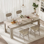 Garvee 71" Farmhouse Dining Table for 4-6, Kitchen Table w/Thick Tabletop, Wood Strip Base, Wider Legs, Large Rectangular Dining Room Table for Kitchen, Apartment & Family Gatherings, Walnut