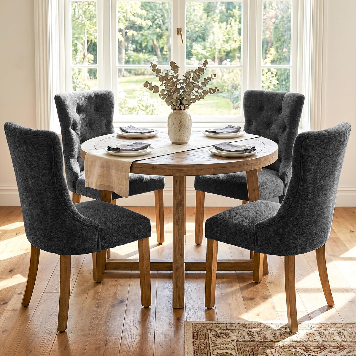 Upholstered Dining Chairs Set of 4 for Dining Room Kitchen (Beige,4)