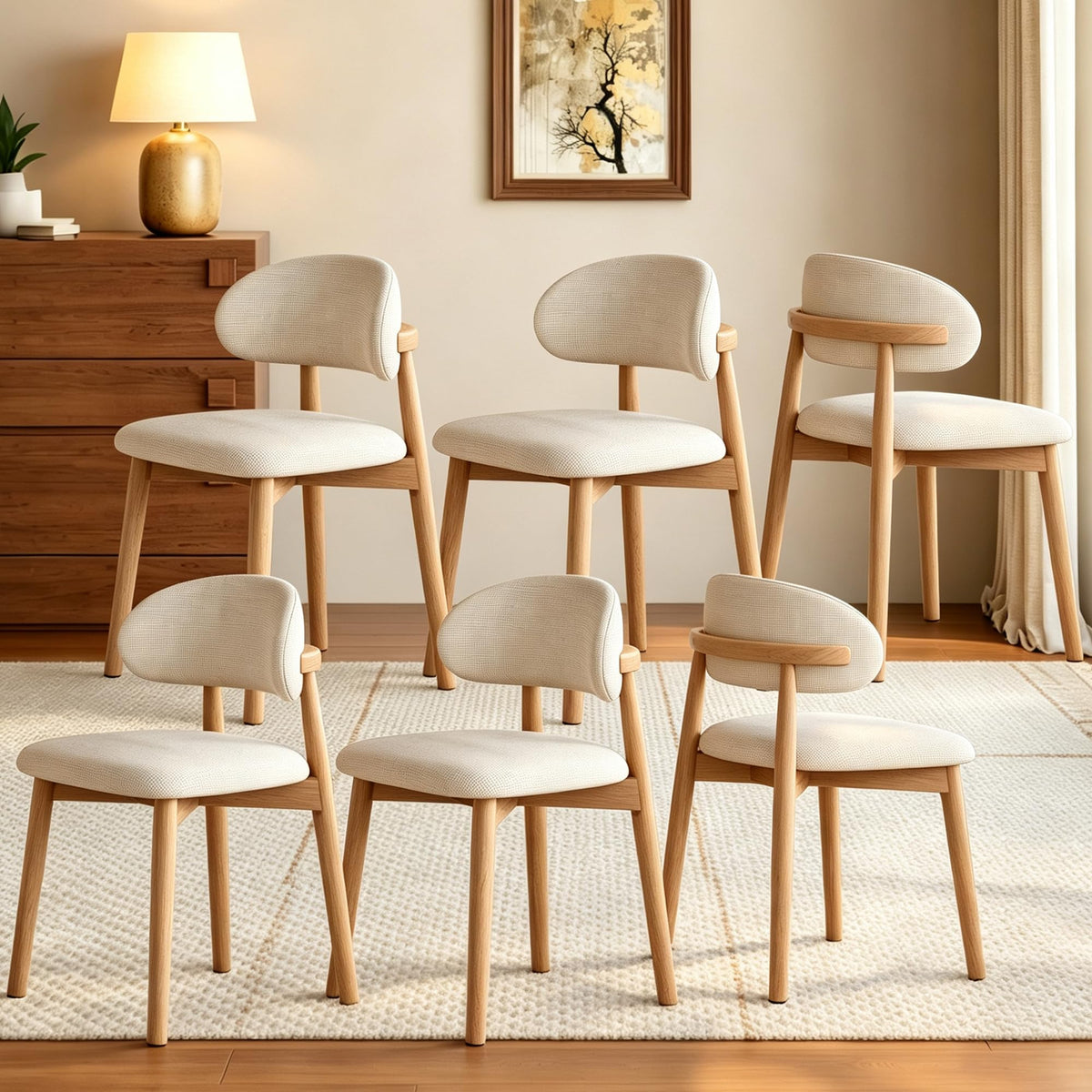 Wooden Dining Chairs Set of 2, Mid Century Modern Side Chairs