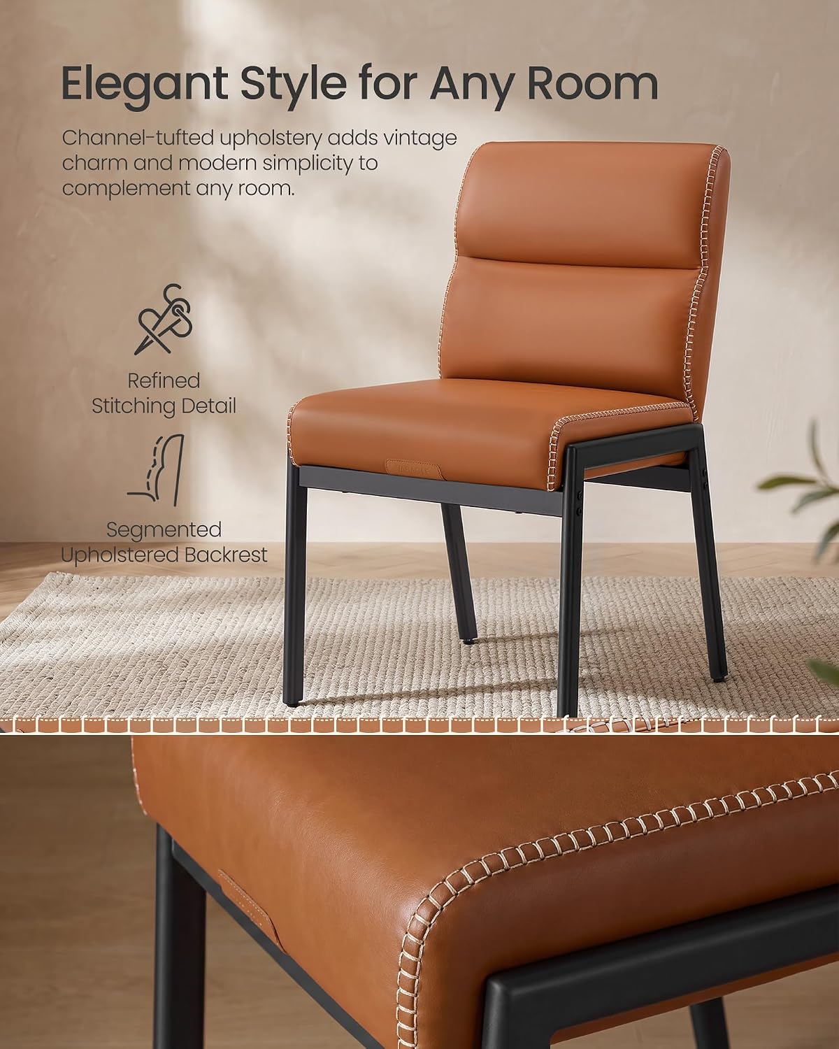 VASAGLE Dining Chairs Set of 2, Upholstered Kitchen Chairs