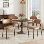 MALOL Dining Chairs Set of 4, Upholstered Kitchen & Dining Room Chairs with Curved Back and Bronze Metal Legs, Comfortable Modern Dining Side Chairs for Dining Room, Kitchen, Brown