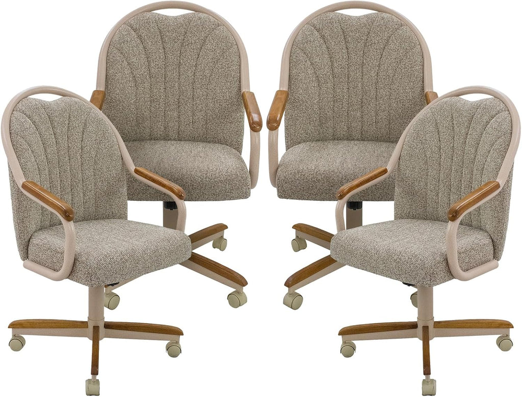 Chromcraft Bailey 4pc Swivel Kitchen Dining Chair - Light Sand-Chestnut