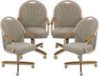 Chromcraft Bailey 4pc Swivel Kitchen Dining Chair - Light Sand-Chestnut