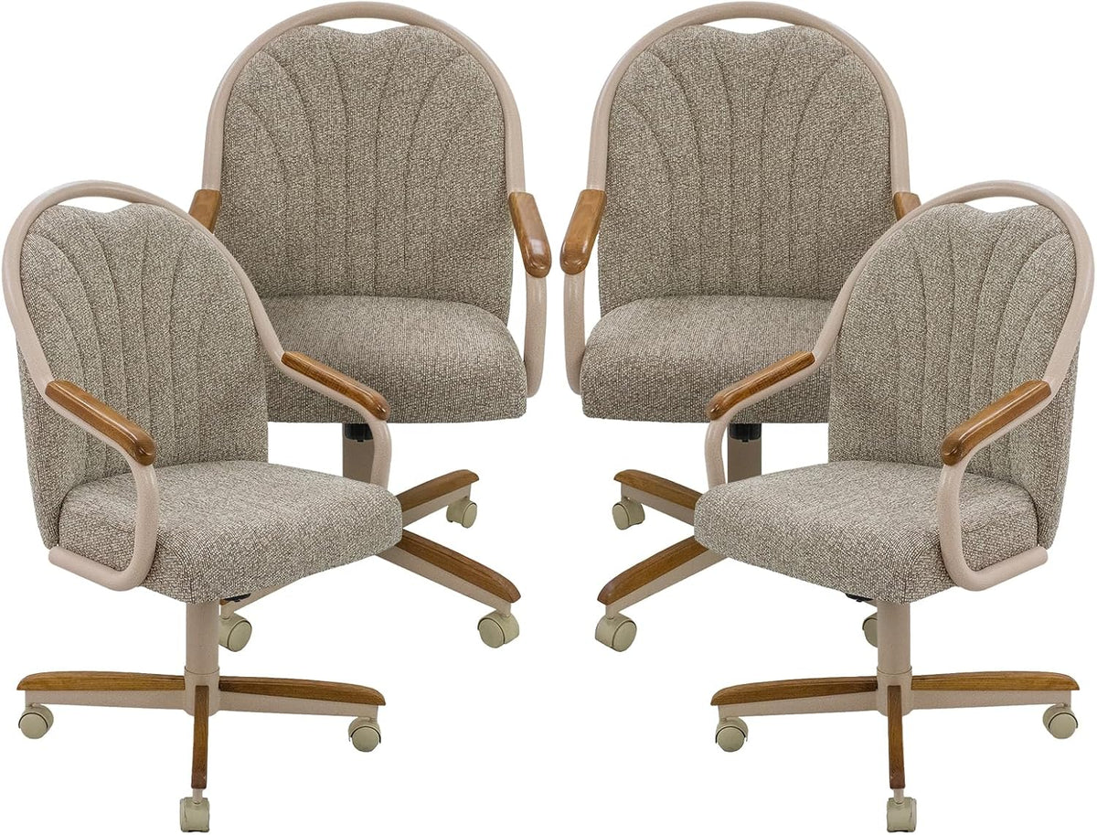 Chromcraft Bailey 4pc Swivel Kitchen Dining Chair - Light Sand-Chestnut