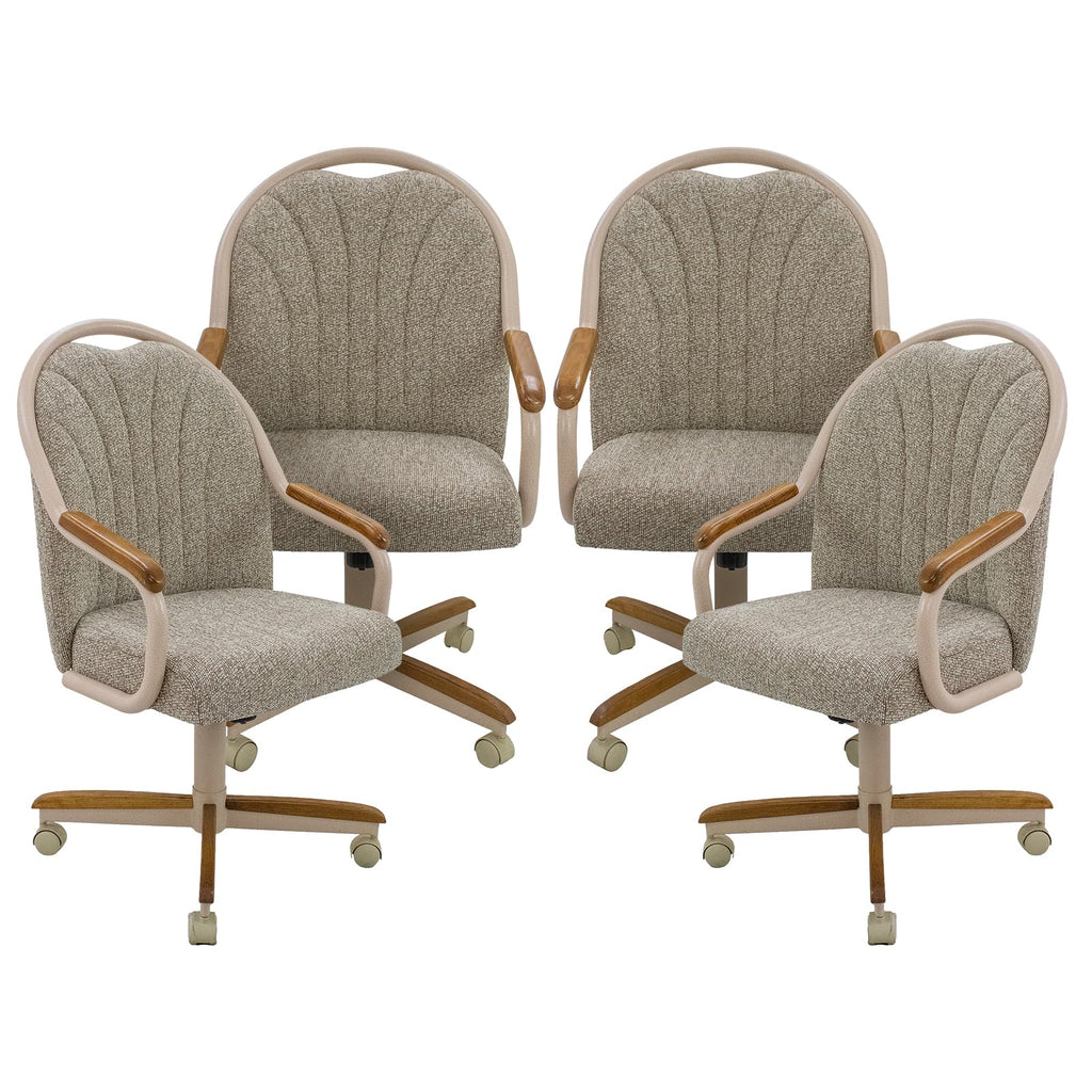 Chromcraft Bailey 4pc Swivel Kitchen Dining Chair - Light Sand-Chestnut