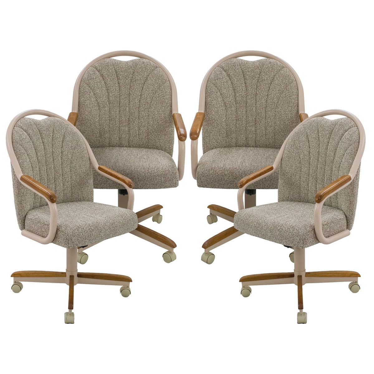 Chromcraft Bailey 4pc Swivel Kitchen Dining Chair - Light Sand-Chestnut