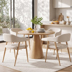 HNY Modern Dining Room Arm Chairs Set of 6, Retro Faux Leather Upholstered Barrel Dining Chairs with Arms Mid-Century Brown Accent Chair with Metal Legs, Open-Back Kitchen Side Chair for Living Room