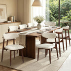 CHUN YI Dining Chairs Set of 4, Upholstered Wooden Dining Room Chairs, Mid Century Modern Fabric Kitchen Chair with Ergonomic Curved Backrest, Beige (Only Chairs)
