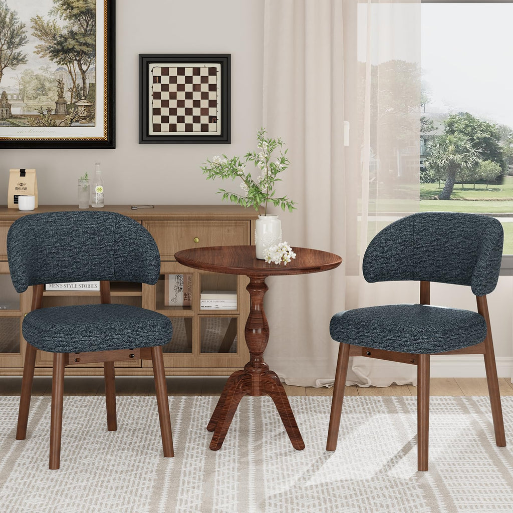 MALOL Wooden Dining Chairs Set of 4, Modern Upholstered Dining Room Kitchen Side Chairs with Curved Open Back for Living Room/Restaurant/Cafe, Brown