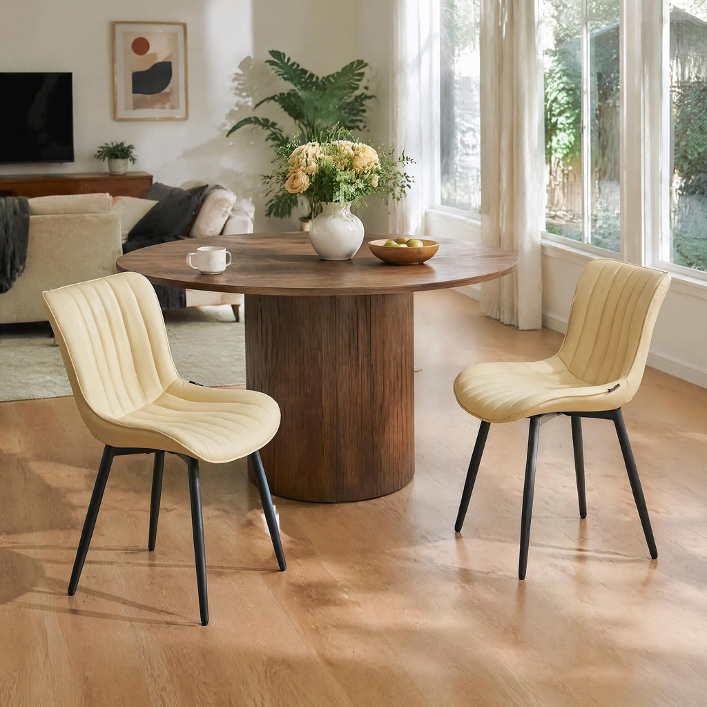 YOUNUOKE Dining Chairs Set of 2 Mid-Century Modern Kitchen Chairs Khaki