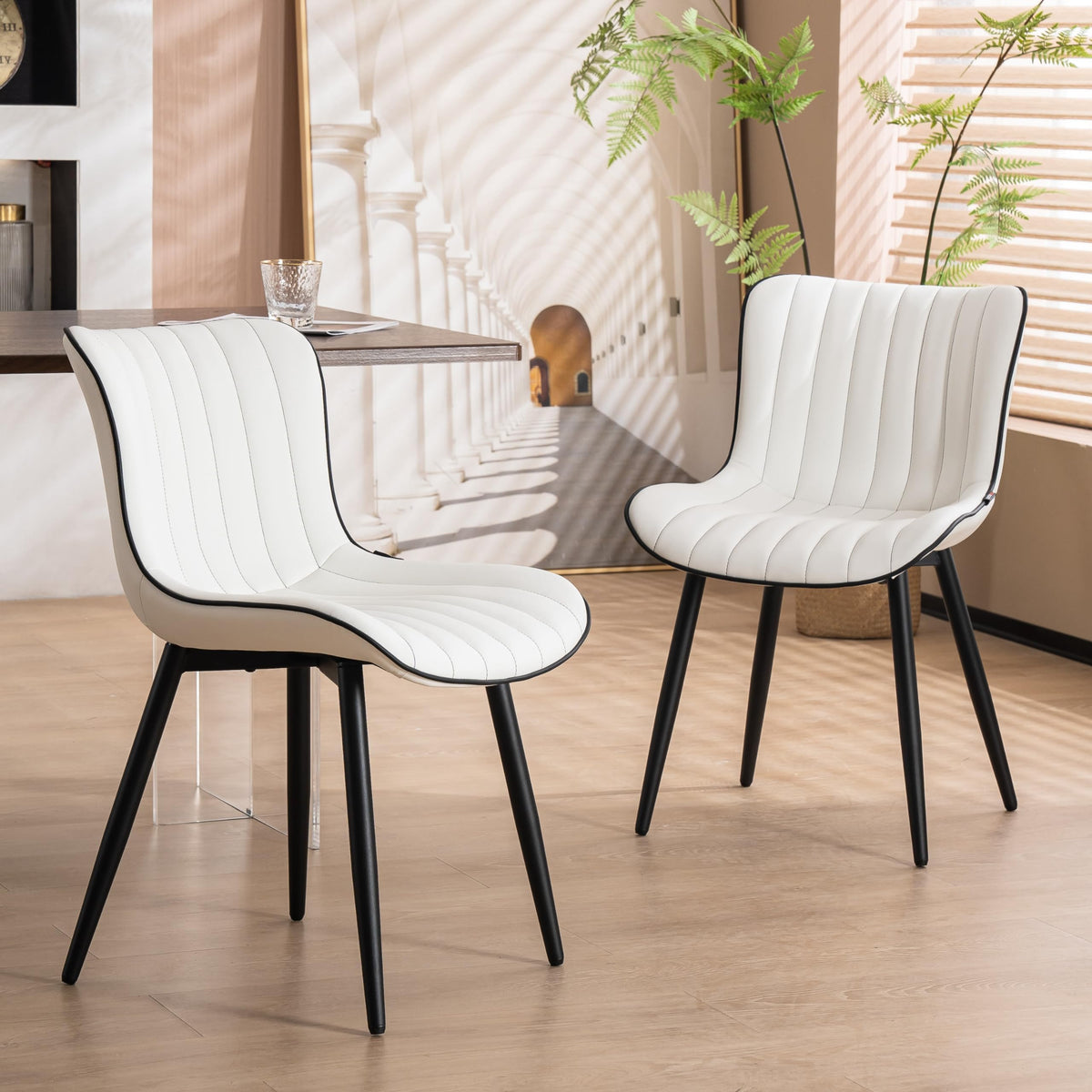 YOUNUOKE Dining Chairs Set of 2 Mid-Century Modern Kitchen Chairs Khaki