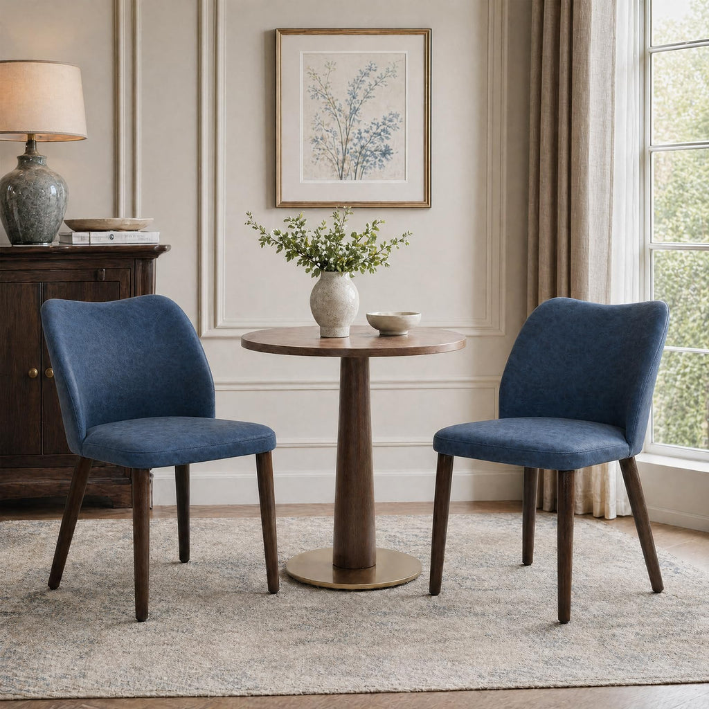 COLAMY Upholstered Dining Chairs Set of 6, Modern Kitchen & Dining Room Chairs with Curved Back, Fabric Padded Seat and Solid Wood Legs, Side Chairs for Restaurant, Cafe & Home, Beige