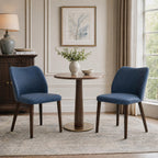 COLAMY Upholstered Dining Chairs Set of 4, Modern Kitchen & Dining Room Chairs with Curved Back, Fabric Padded Seat and Solid Wood Legs, Side Chairs for Restaurant, Cafe & Home, Beige