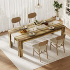 Garvee 71" Farmhouse Dining Table for 4-6, Kitchen Table w/Thick Tabletop, Wood Strip Base, Wider Legs, Large Rectangular Dining Room Table for Kitchen, Apartment & Family Gatherings, Walnut