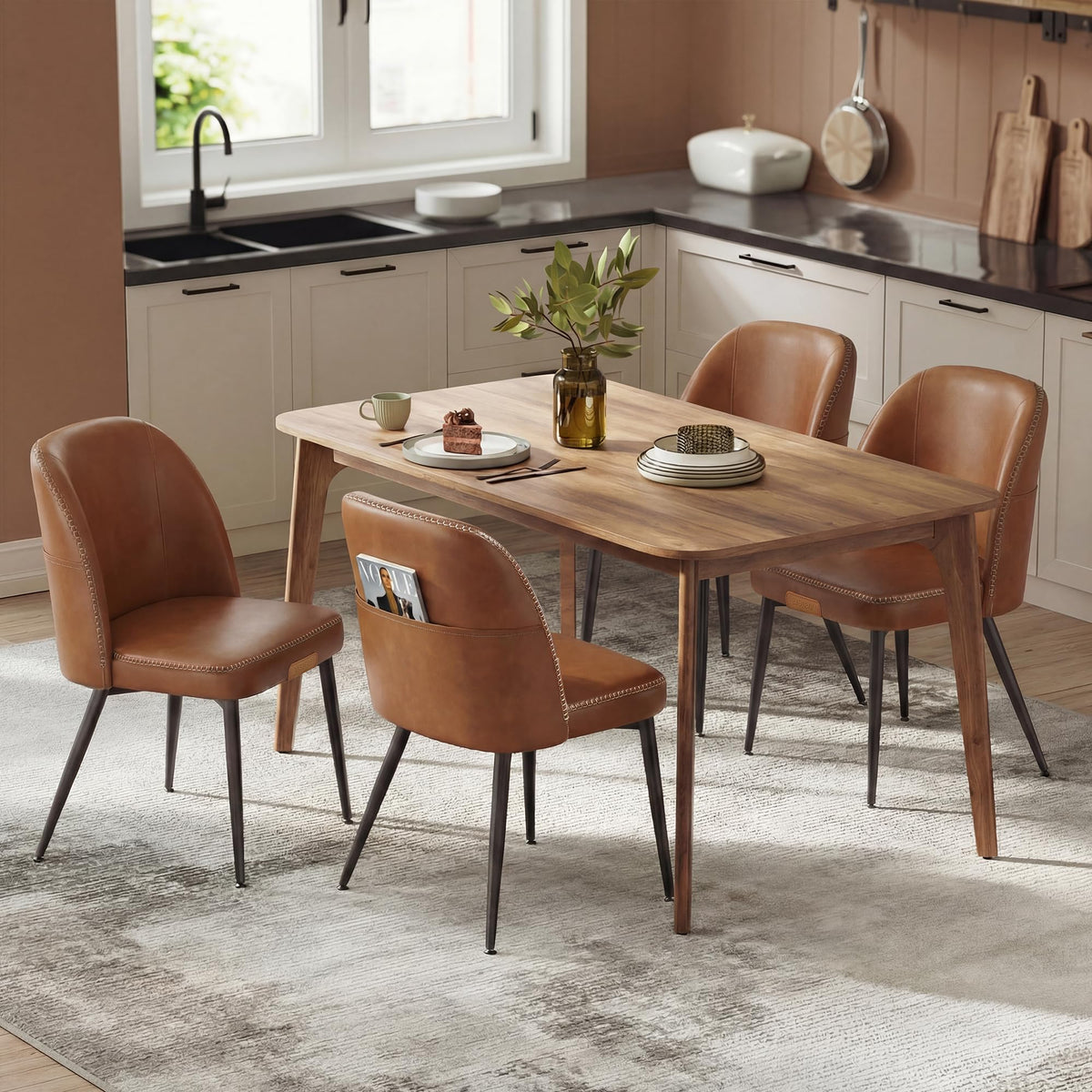 VASAGLE Dining Chairs Set of 2, Upholstered Kitchen Chairs