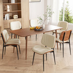 Dining Chairs Set of 2, Mid Century Modern Dining Room Chair, Upholstered Faux Leather Kitchen Chairs with Walnut Bentwood Back and Metal Legs for Kitchen Dining Room Living Room, Black