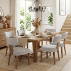 HNY Mid Century Modern Dining Chairs Set of 4, Upholstered Linen Kitchen & Dining Room Chairs with Ergonomic Curved Backrest, Solid Wood Legs, Farmhouse Accent Chair for Home, Apartment, Beige