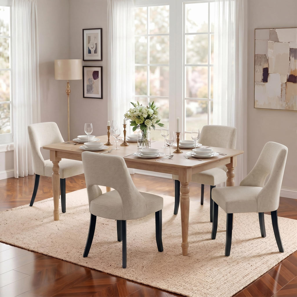 UVV Wooden Dining Chairs Set of 2, Mid Century Modern Chenille Upholstered Dining Room Chair Kitchen Chairs, Farmhouse Dinner Chair with Solid Wood Legs for Kitchen Dining Room, Green