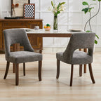 UVV Wooden Dining Chairs Set of 2, Mid Century Modern Chenille Upholstered Dining Room Chair Kitchen Chairs, Farmhouse Dinner Chair with Solid Wood Legs for Kitchen Dining Room, Green