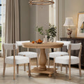 ZJhome Dining Chairs Set of 4,Mid Century Modern Dining Chair Set - Linen Upholstered Low Back Kitchen & Dining Room Chairs with Woven Design,Oatmeal Fabric