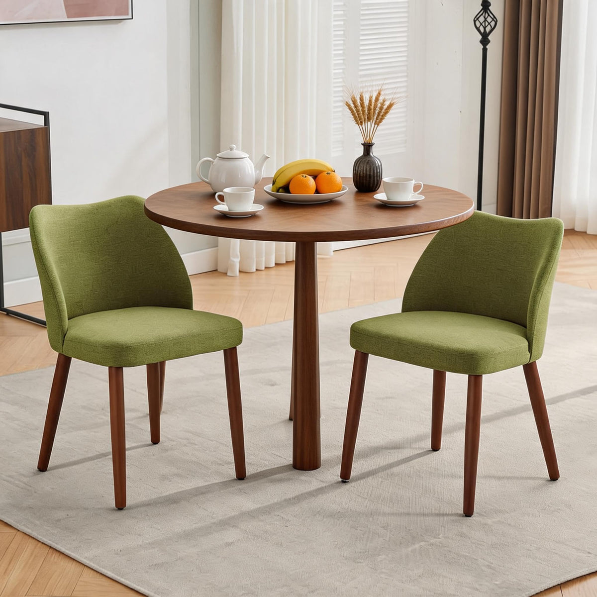 GarveeHome Wooden Dining Chair Set of 4 Upholstered Fabric Dining Chair