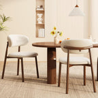 Kitchen Dining Chairs Set of 4 Modern Upholstered Leather Farmhouse Dining Room Chair, Walnut/Beige