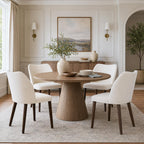 COLAMY Upholstered Dining Chairs Set of 6, Modern Kitchen & Dining Room Chairs with Curved Back, Fabric Padded Seat and Solid Wood Legs, Side Chairs for Restaurant, Cafe & Home, Beige