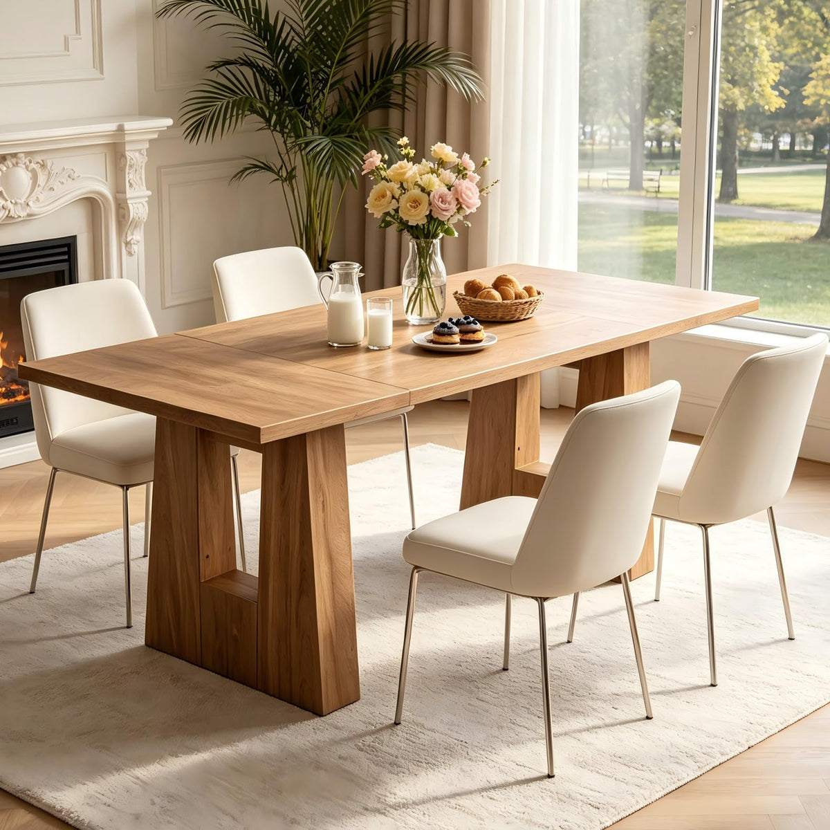 Garvee 63" Dining Table for 4-6 People, Modern Kitchen Table, Light Oak