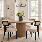 HNY Mid Century Modern Dining Chairs Set of 4, Upholstered Linen Kitchen & Dining Room Chairs with Ergonomic Curved Backrest, Solid Wood Legs, Farmhouse Accent Chair for Home, Apartment, Beige