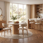UVV Dining Chairs Set of 4, Metal Kitchen Chairs with Modern Fabric Upholstered for Dining Room, Beige