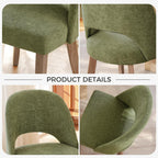 Wooden Dining Chairs Set of 4, Green Chenille Kitchen Dining Chairs