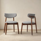 CHUN YI Dining Chairs Set of 4, Upholstered Wooden Dining Room Chairs, Mid Century Modern Fabric Kitchen Chair with Ergonomic Curved Backrest, Beige (Only Chairs)