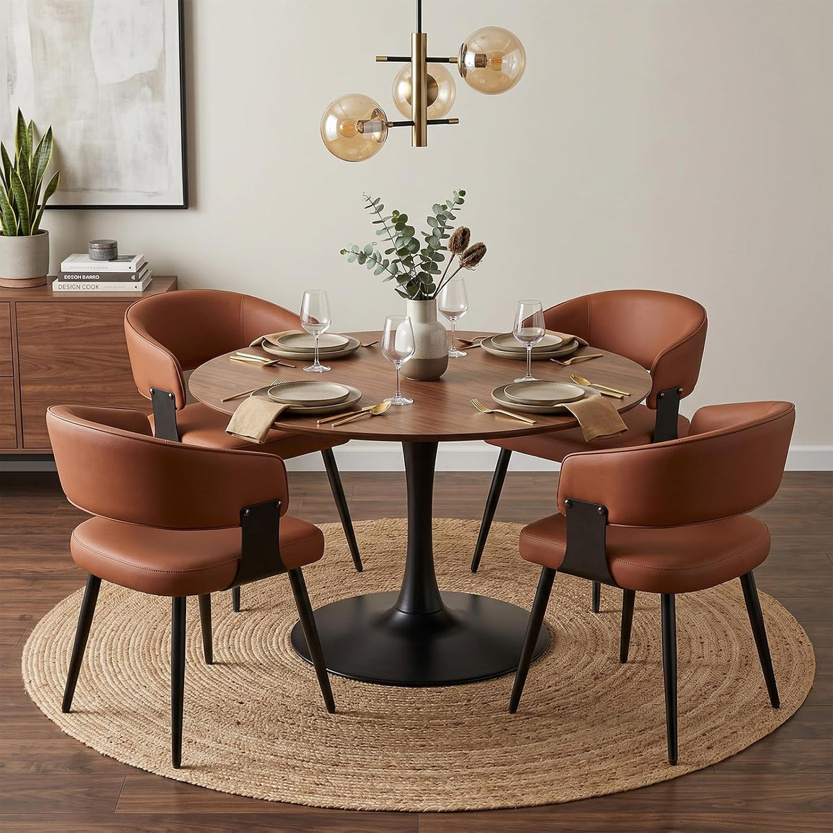Dining Chairs Set of 4, Modern Faux Leather Kitchen Chairs