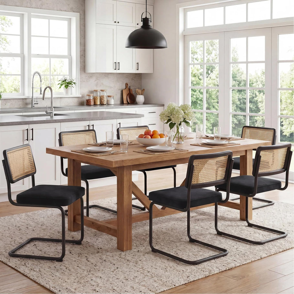 Zesthouse Natural Rattan Dining Chairs Set of 2, Modern Cesca Kitchen Chair