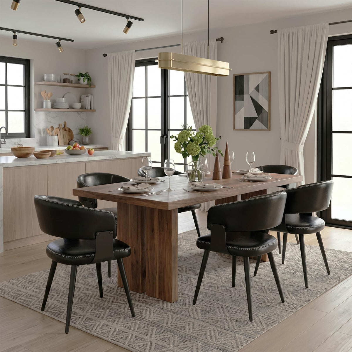 Dining Chairs Set of 4, Modern Faux Leather Kitchen Chairs
