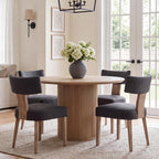 HNY Mid Century Modern Dining Chairs Set of 4, Upholstered Linen Kitchen & Dining Room Chairs with Ergonomic Curved Backrest, Solid Wood Legs, Farmhouse Accent Chair for Home, Apartment, Beige