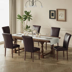 COLAMY Upholstered Parsons Dining Chairs Set of 4, Fabric Dining Room Kitchen Side Chair with Nailhead Trim and Wood Legs - Blue/White Flower